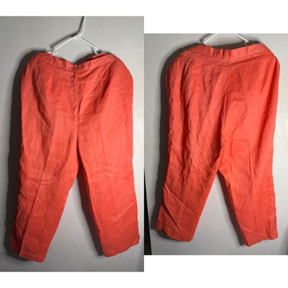 Lino USA Orange Linen Pants High Rise Cropped Size 2X